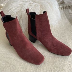 Zara Burgundy Suede Ankle Boots